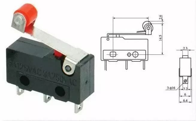 Микропереключатель KW12-3 с колесиком